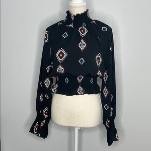 Thin long sleeve tribal fashion top